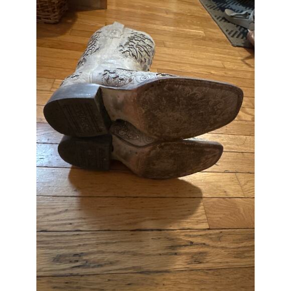 Corral A3397 Women’s 8.5M Ivory Glitter Inlay Western Cowboy Boots Embroidered - Picture 9 of 10